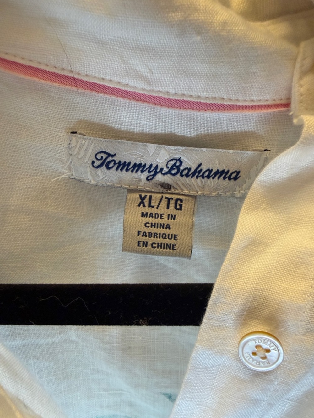 Tommy Bahama White Linen Collared Button-Front Shirt - Picture 2 of 5